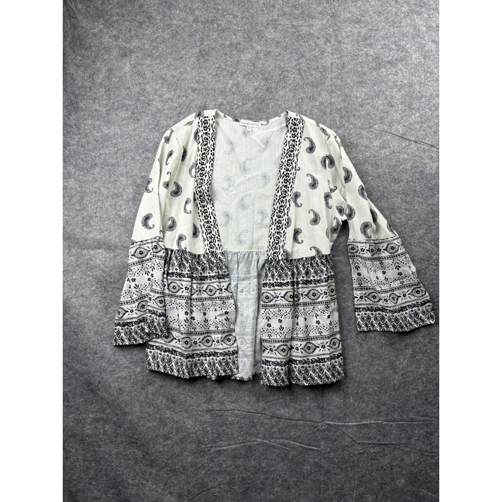 Indio Collective Women's Size M Cardigan Paisley Linen Blend Boho Coastal Breezy